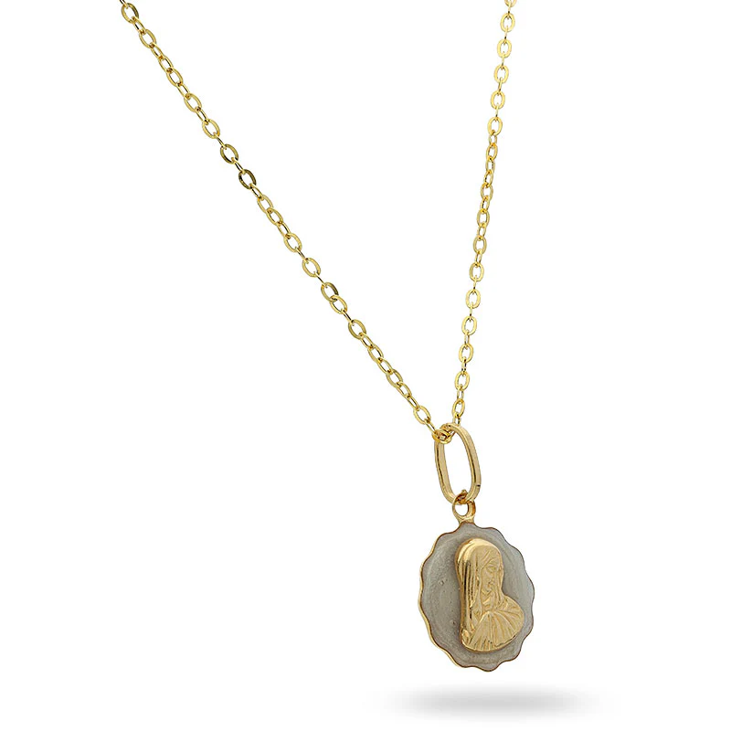 Gold Necklace (Chain with Mother Mary Pendant) 18KT - FKJNKL18KU1007 - Image 2