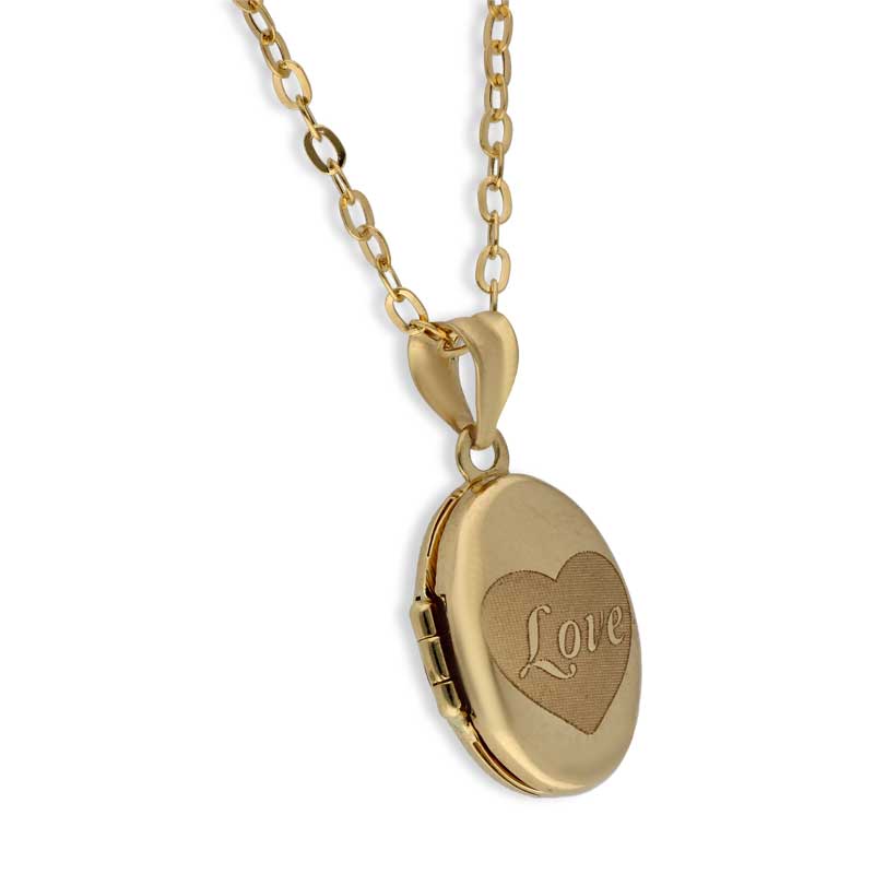 Gold Necklace (Chain with Oval Shaped Love Locket Pendant) 18KT - FKJNKL18KU1097 - Image 2