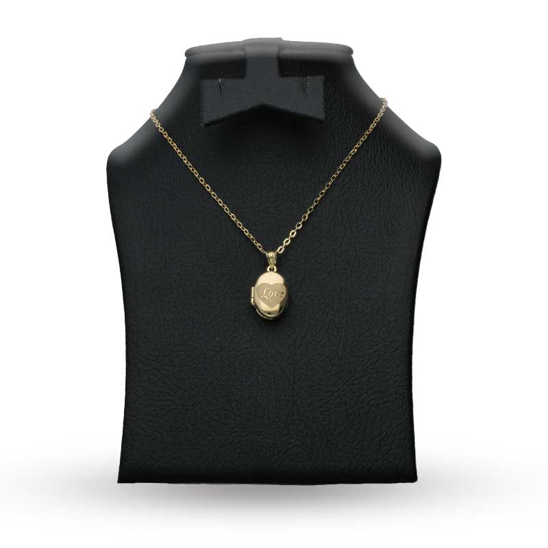Gold Necklace (Chain with Oval Shaped Love Locket Pendant) 18KT - FKJNKL18KU1097 - Image 3