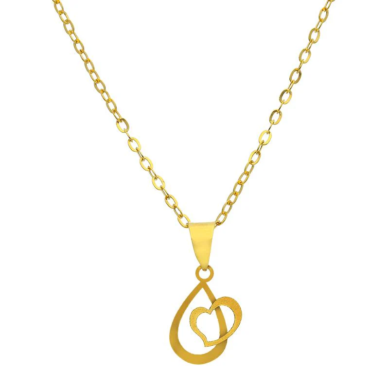 Gold Necklace (Chain with Pear In Heart Pendant) 18KT - FKJNKL18K2527