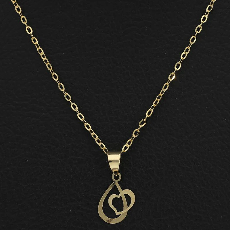 Gold Necklace (Chain with Pear In Heart Pendant) 18KT - FKJNKL18K2527 - Image 4