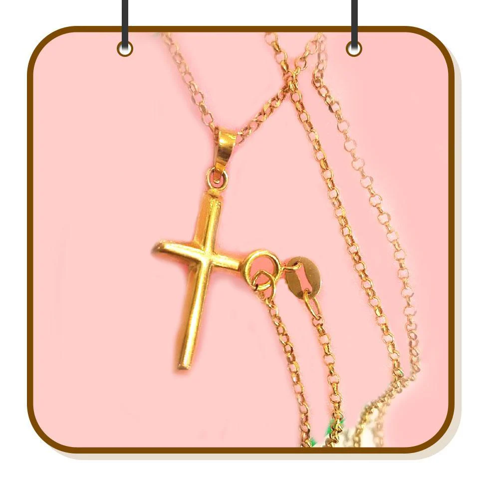 Gold Necklace (Chain with Cross Pendant) 18KT - FKJNKL1174