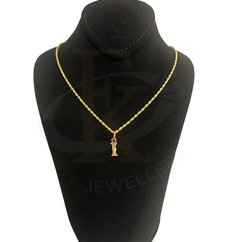 Gold Necklace (Chain with Alphabet Pendant) 18KT - FKJNKL1468 - Image 10