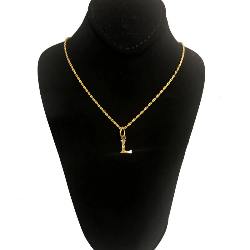 Gold Necklace (Chain with Alphabet Pendant) 18KT - FKJNKL1468 - Image 13