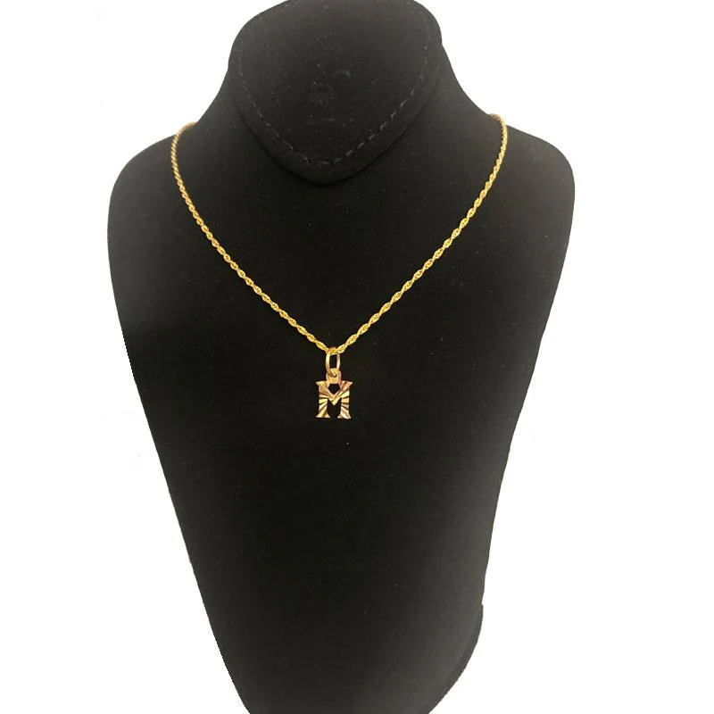 Gold Necklace (Chain with Alphabet Pendant) 18KT - FKJNKL1468 - Image 14