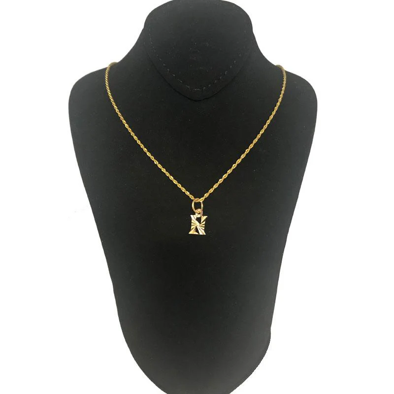 Gold Necklace (Chain with Alphabet Pendant) 18KT - FKJNKL1468 - Image 15