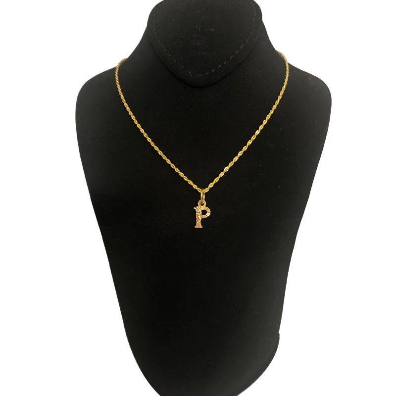 Gold Necklace (Chain with Alphabet Pendant) 18KT - FKJNKL1468 - Image 16
