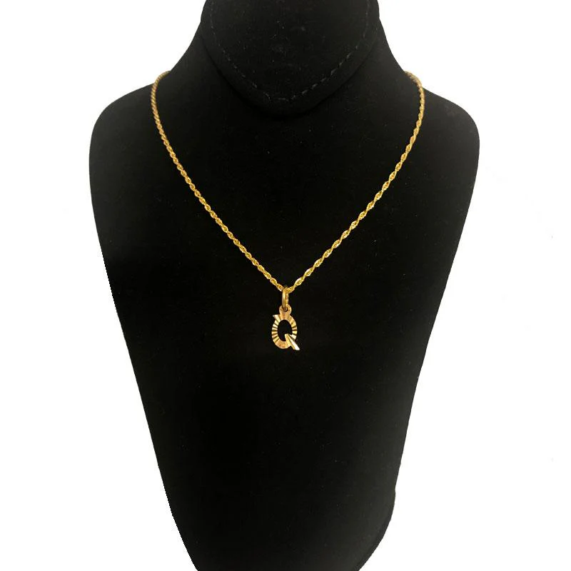 Gold Necklace (Chain with Alphabet Pendant) 18KT - FKJNKL1468 - Image 17