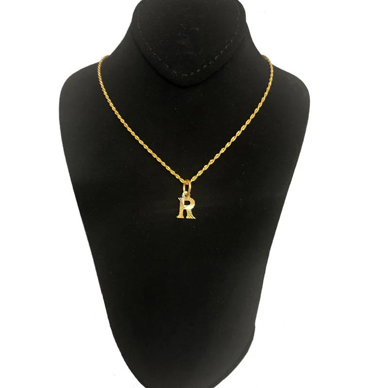 Gold Necklace (Chain with Alphabet Pendant) 18KT - FKJNKL1468 - Image 18