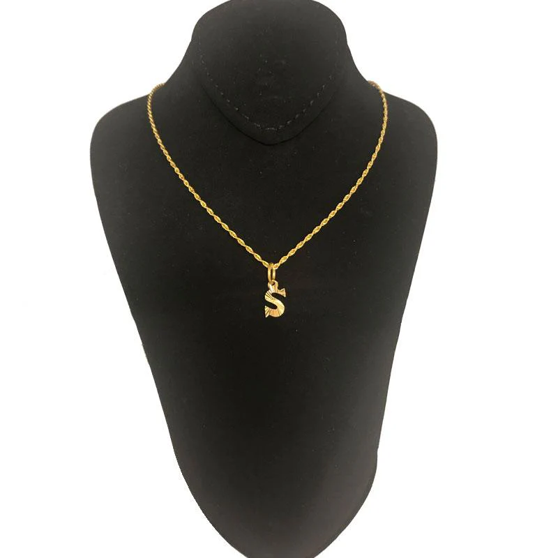 Gold Necklace (Chain with Alphabet Pendant) 18KT - FKJNKL1468 - Image 19