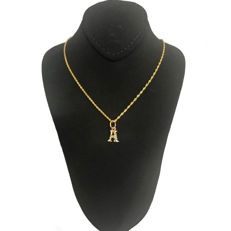 Gold Necklace (Chain with Alphabet Pendant) 18KT - FKJNKL1468 - Image 2