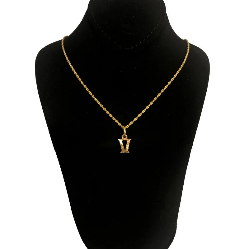 Gold Necklace (Chain with Alphabet Pendant) 18KT - FKJNKL1468 - Image 22
