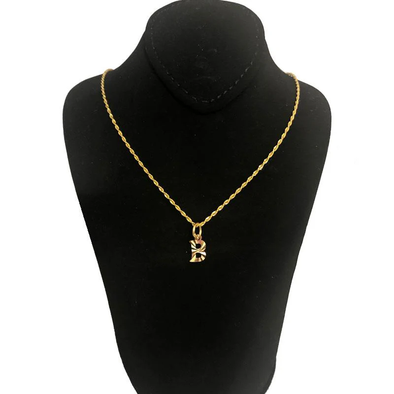Gold Necklace (Chain with Alphabet Pendant) 18KT - FKJNKL1468 - Image 3