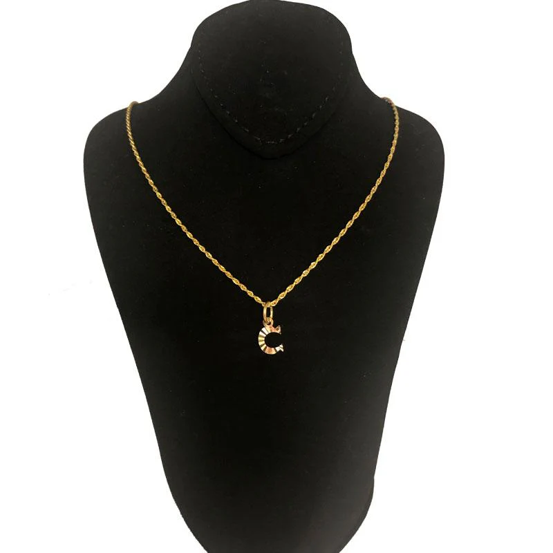 Gold Necklace (Chain with Alphabet Pendant) 18KT - FKJNKL1468 - Image 4