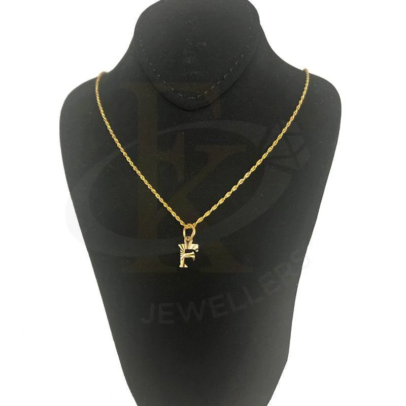 Gold Necklace (Chain with Alphabet Pendant) 18KT - FKJNKL1468 - Image 7