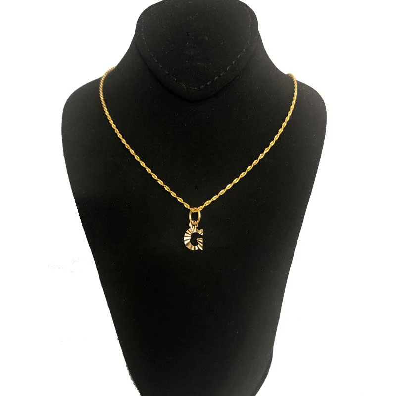 Gold Necklace (Chain with Alphabet Pendant) 18KT - FKJNKL1468 - Image 8