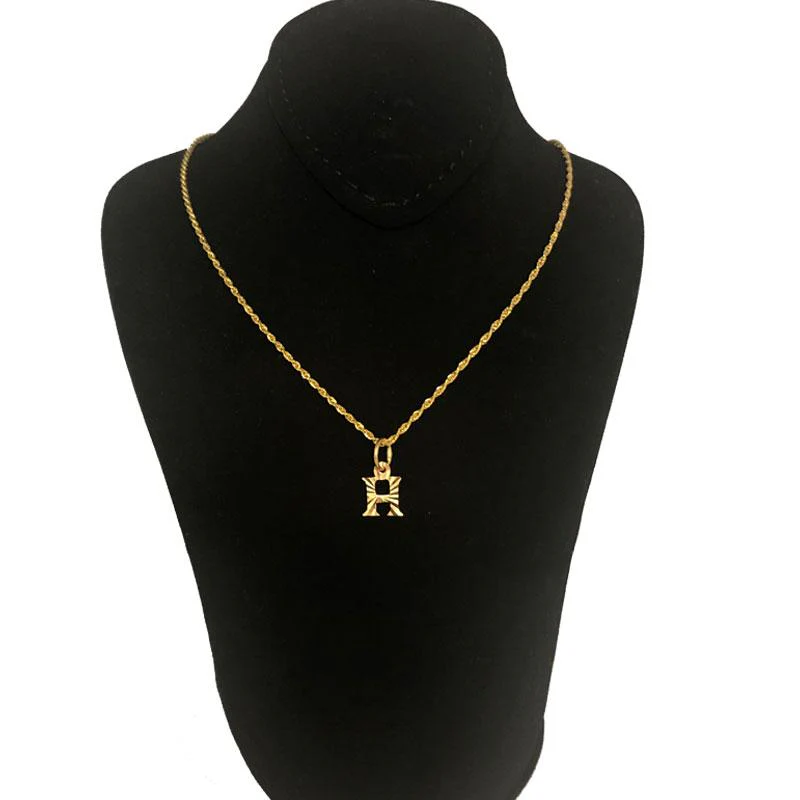 Gold Necklace (Chain with Alphabet Pendant) 18KT - FKJNKL1468 - Image 9