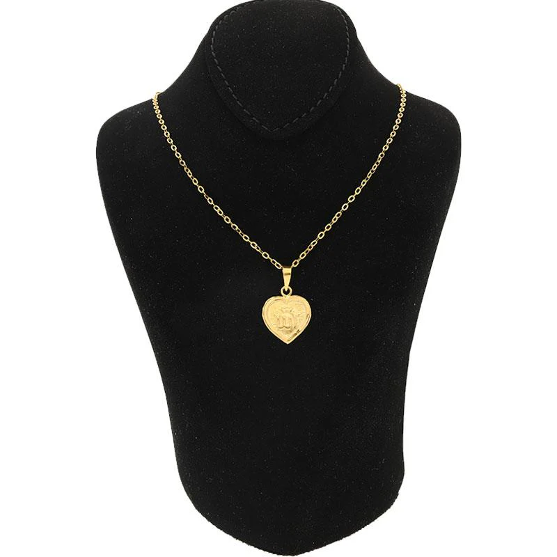 Gold Necklace (Chain with Heart Allah Pendant) 18KT - FKJNKL1470 - Image 3