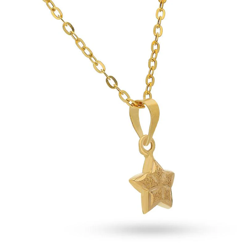 Gold Necklace (Chain with Star Pendant) 18KT - FKJNKL1481 - Image 2
