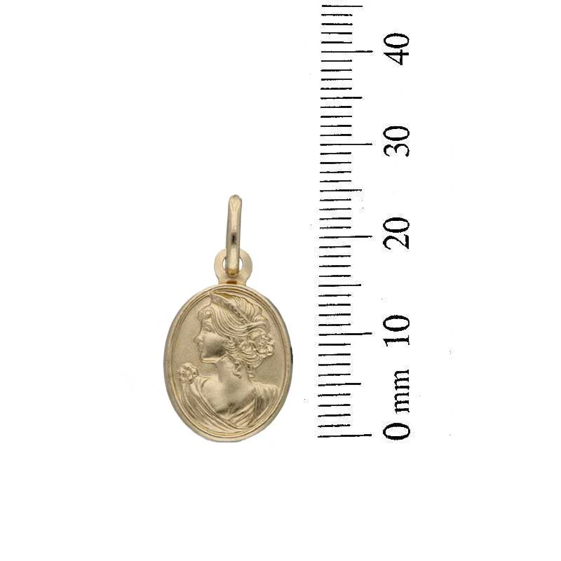 Gold Necklace (Chain with Queen Oval Shaped Pendant) 18KT - FKJNKL18KU1104 - Image 4