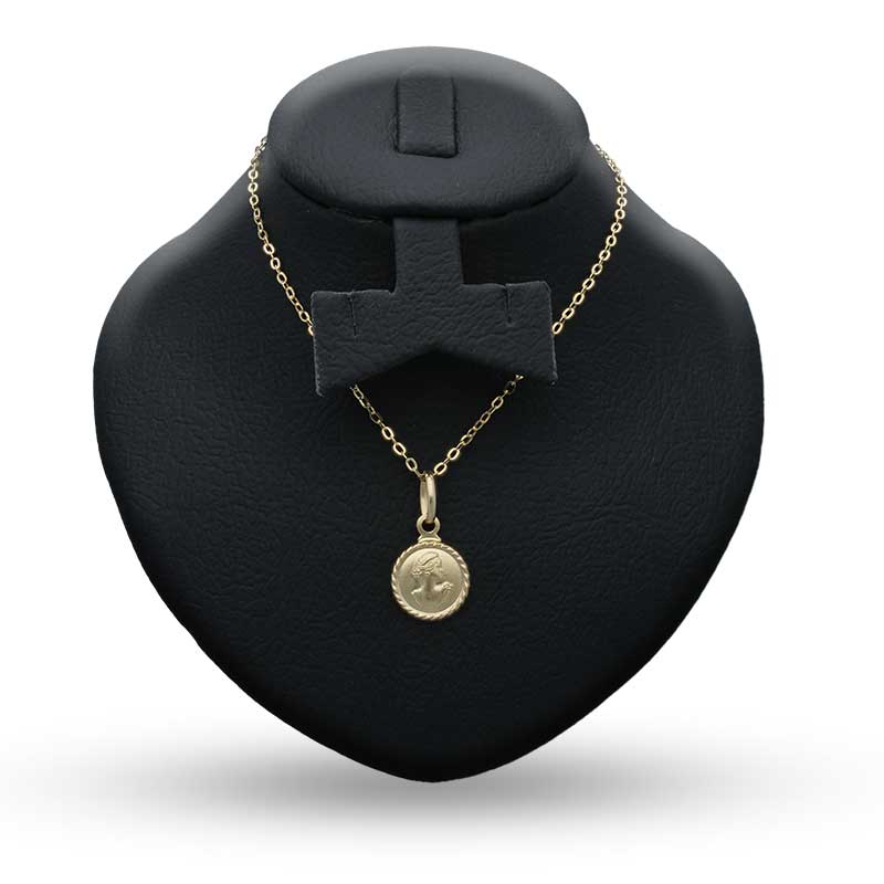 Gold Necklace (Chain with Queen Round Shaped Pendant) 18KT - FKJNKL18KU1105 - Image 3