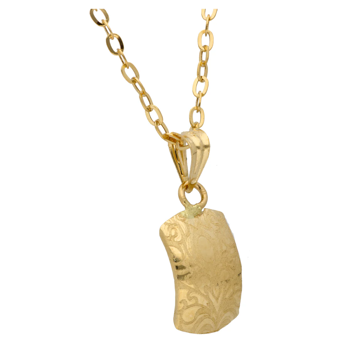 Gold Necklace (Chain with Rectangle Shaped Pendant) 18KT - FKJNKL18KU6610 - Image 3
