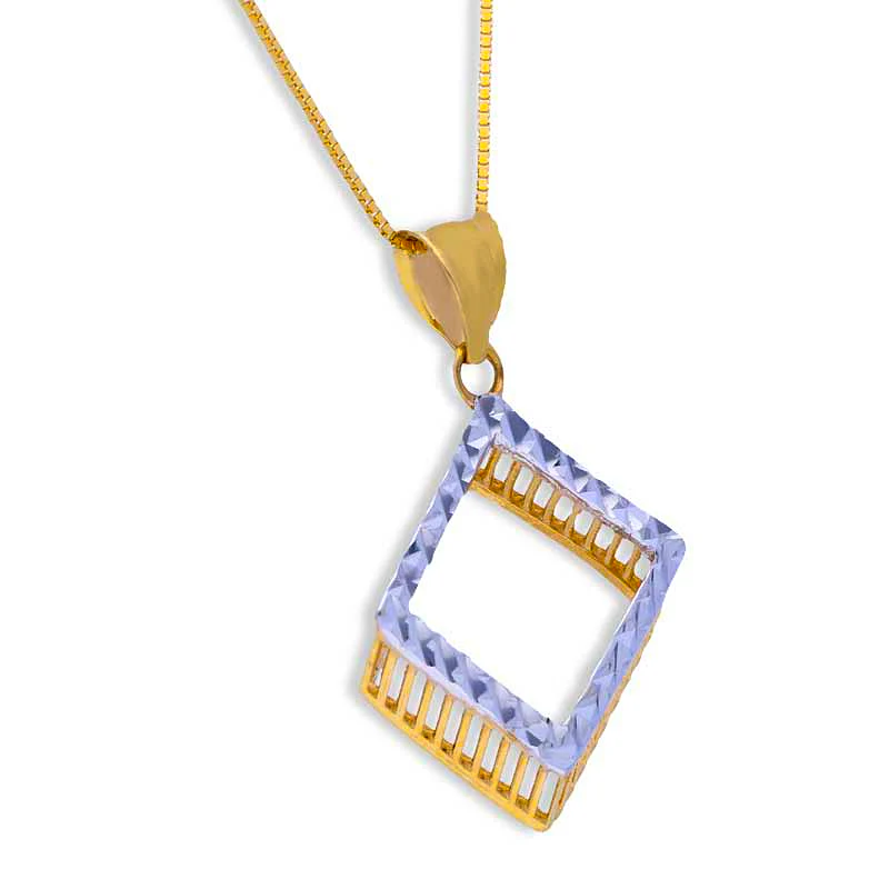 Gold Necklace (Chain with Rhombus Pendant) 18KT - FKJNKL18KU1070 - Image 2