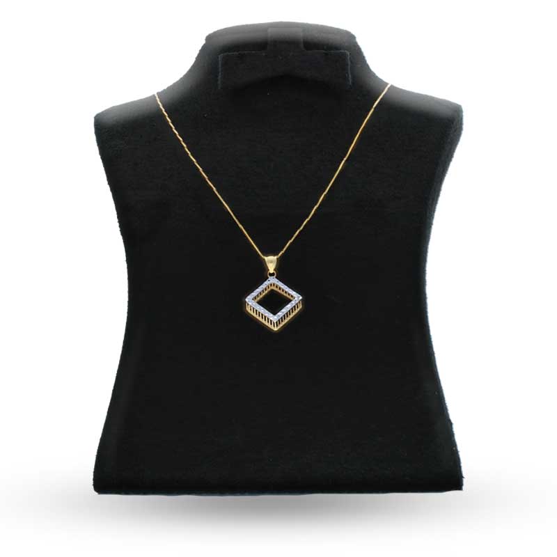 Gold Necklace (Chain with Rhombus Pendant) 18KT - FKJNKL18KU1070 - Image 3