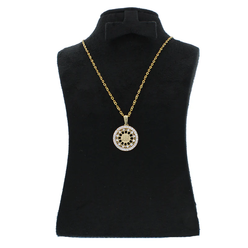 Gold Necklace (Chain with Round Shaped Allah Pendant) 18KT - FKJNKL18KU1077 - Image 3