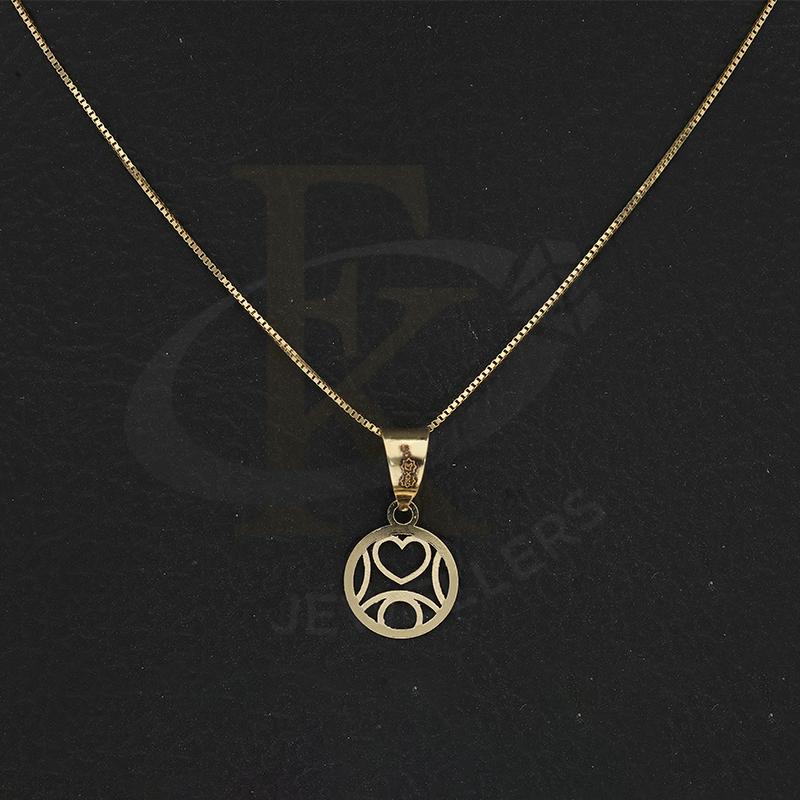 Gold Necklace (Chain with Round Shaped Heart Pendant) 18KT - FKJNKL18K2298 - Image 3