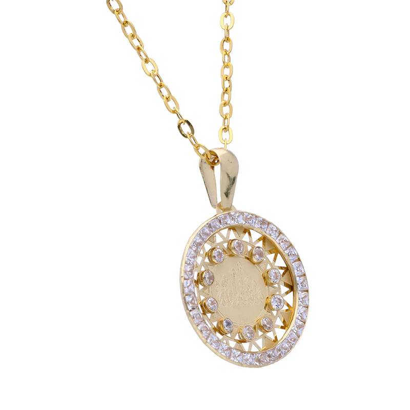Gold Necklace (Chain with Round Shaped Mashallah Pendant) 18KT - FKJNKL18KU1076 - Image 2