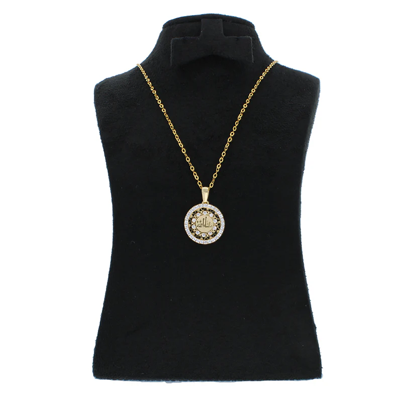 Gold Necklace (Chain with Round Shaped Mashallah Pendant) 18KT - FKJNKL18KU1076 - Image 3