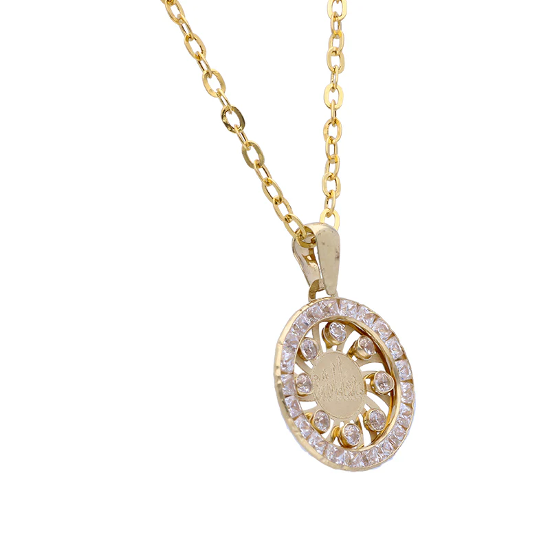 Gold Necklace (Chain with Round Shaped Mashallah Pendant) 18KT - FKJNKL18KU1079 - Image 2