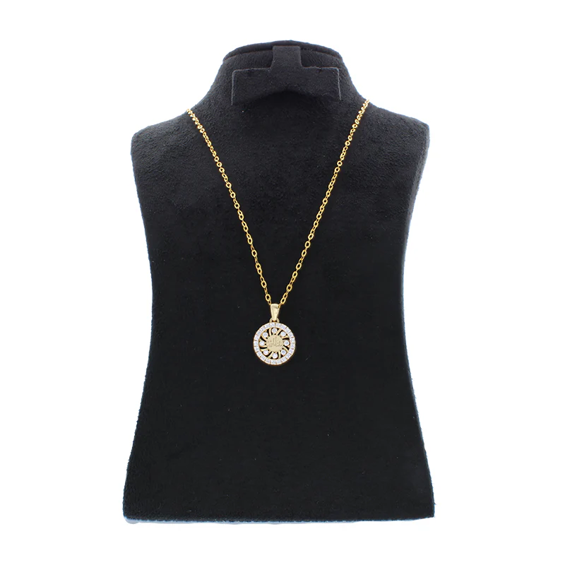 Gold Necklace (Chain with Round Shaped Mashallah Pendant) 18KT - FKJNKL18KU1079 - Image 3