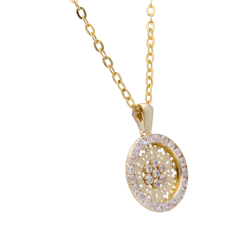 Gold Necklace (Chain with Round Shaped Pendant) 18KT - FKJNKL18KU1081 - Image 2