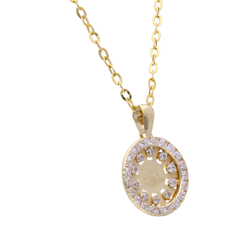 Gold Necklace (Chain with Round Shaped Ummi Pendant) 18KT - FKJNKL18KU1078 - Image 2