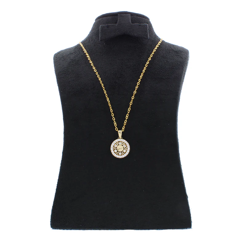 Gold Necklace (Chain with Round Shaped Ummi Pendant) 18KT - FKJNKL18KU1080 - Image 3