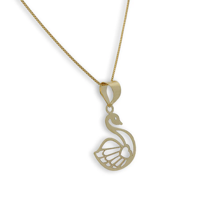 Gold Necklace (Chain with Swan with Heart Pendant) 18KT - FKJNKL18K2295 - Image 2