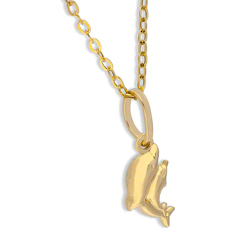 Gold Necklace (Chain with Twin Dolphin Pendant) 18KT - FKJNKL18KU1126 - Image 2