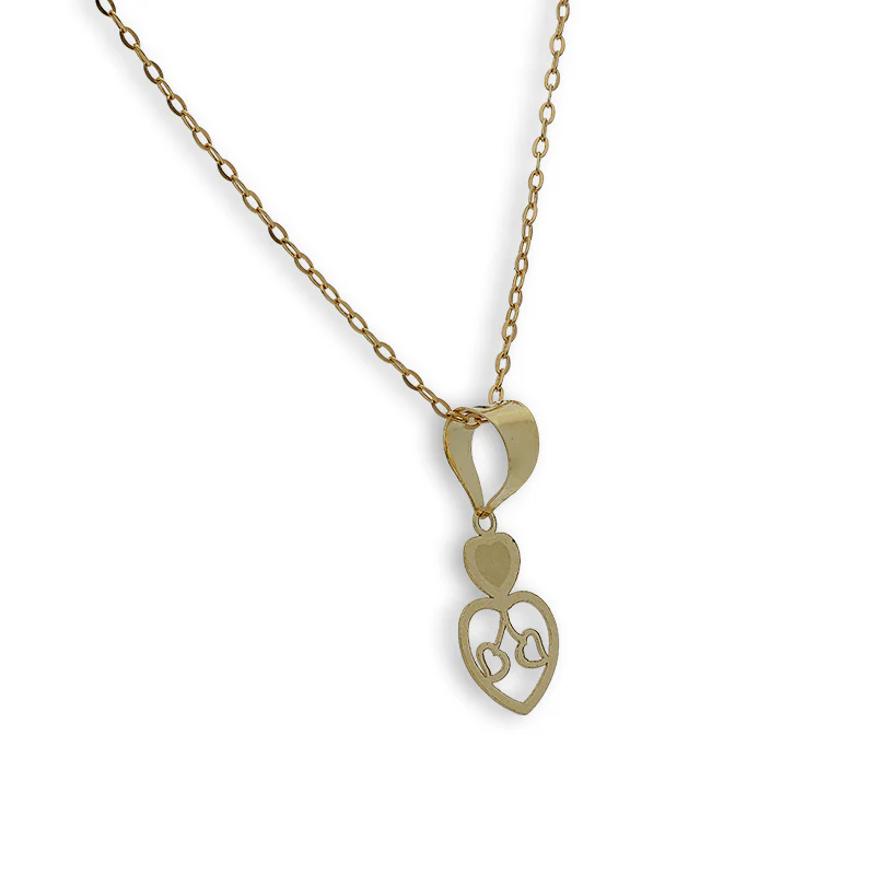 Gold Necklace (Chain with Twin Hearts Pendant) 18KT - FKJNKL18K2332 - Image 2