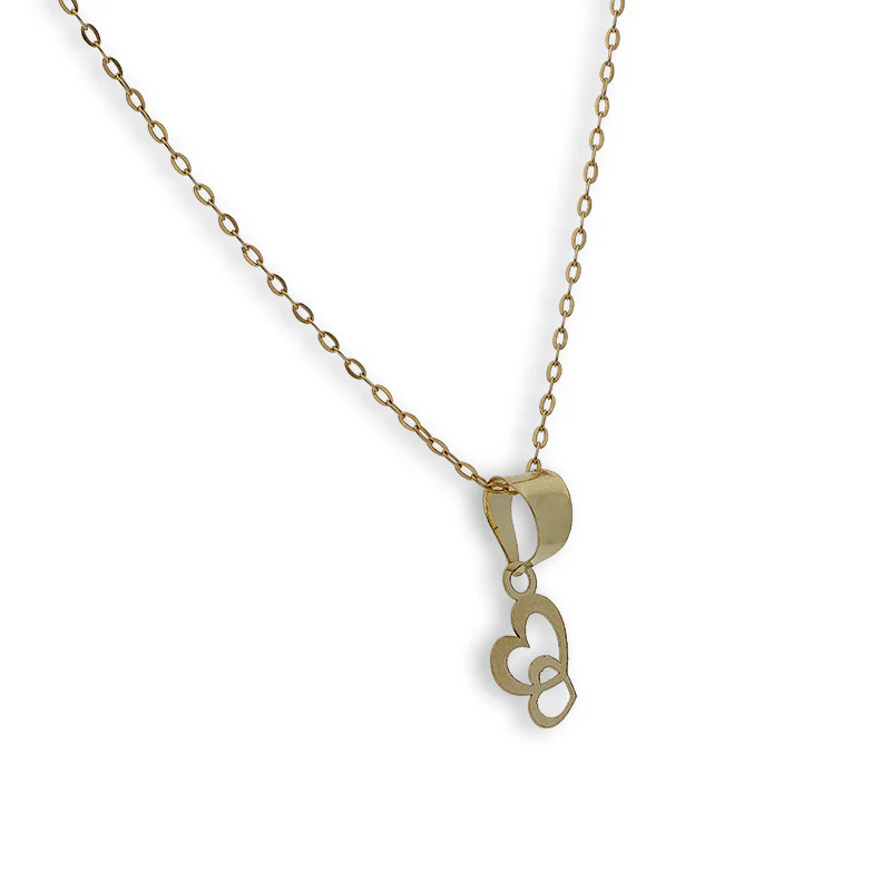 Gold Necklace (Chain with Twin Hearts Pendant) 18KT - FKJNKL18K2335 - Image 2