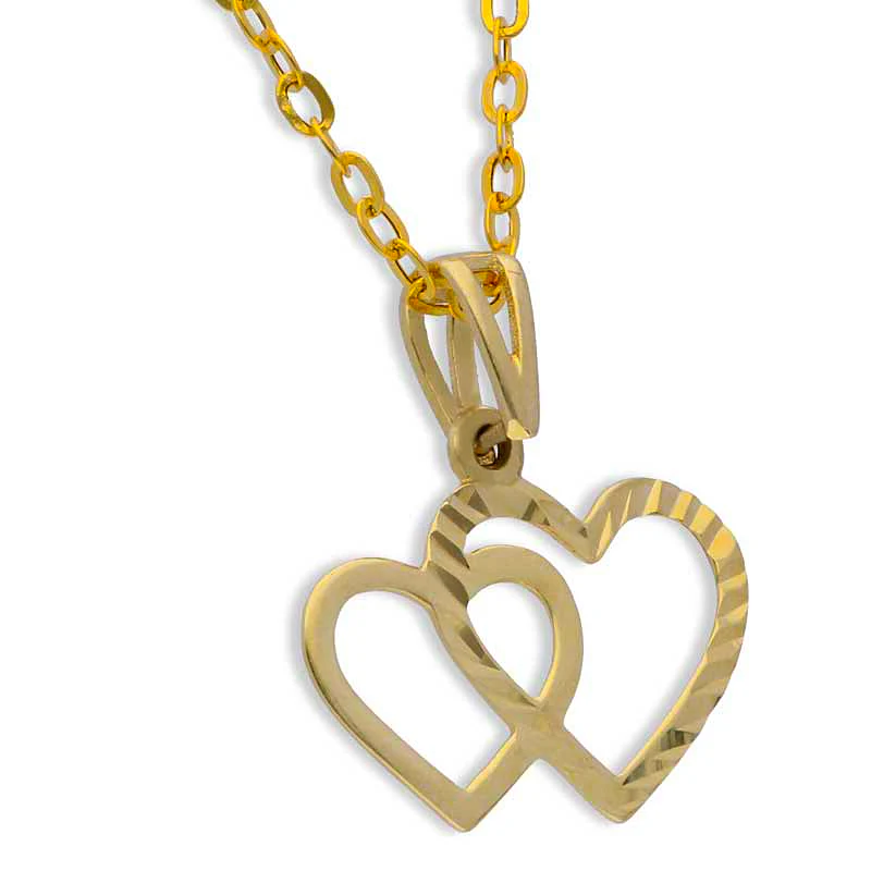 Gold Necklace (Chain with Twin Hearts Pendant) 18KT - FKJNKL18KU1039 - Image 2