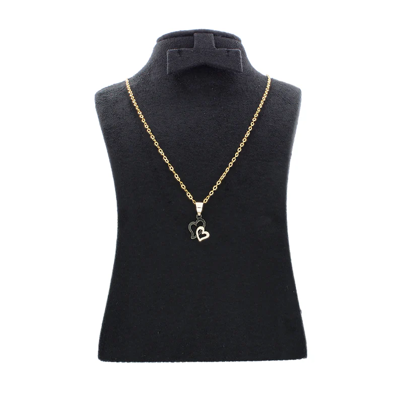 Gold Necklace (Chain with Twin Hearts Pendant) 18KT - FKJNKL18KU1056 - Image 3