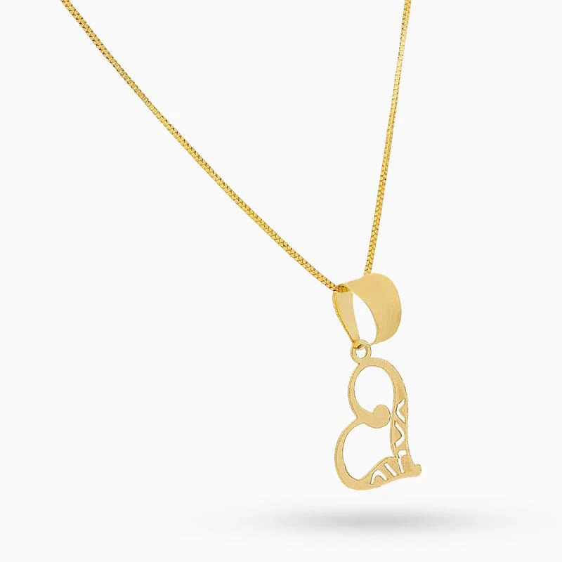 Gold Necklace (Chain with Twisted Heart Pendant) 18KT - FKJNKL18K2048 - Image 2