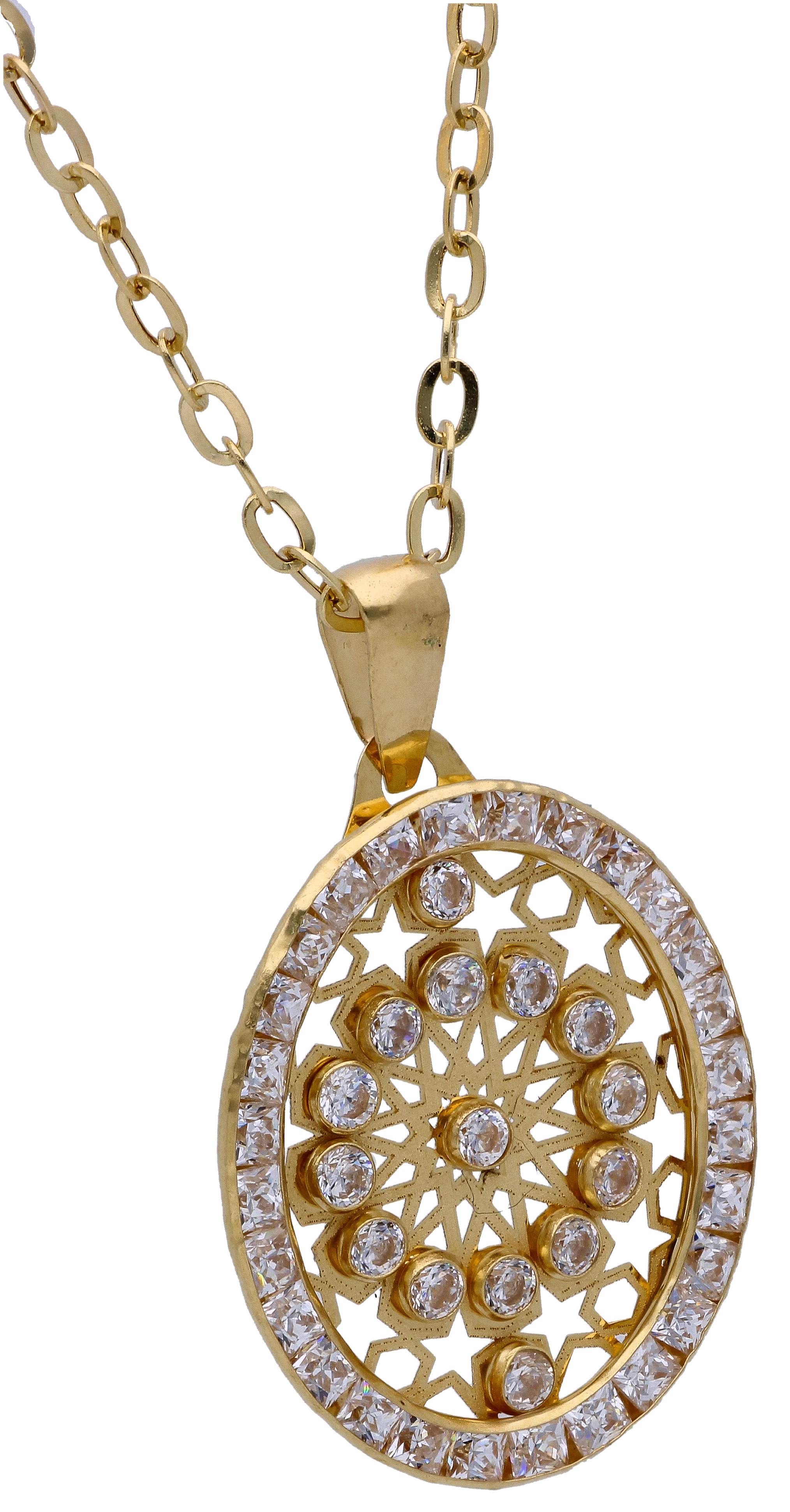Gold Necklace (Chain with Zircon Gold Pendant) 18KT - FKJNKL18KU6297 - Image 2