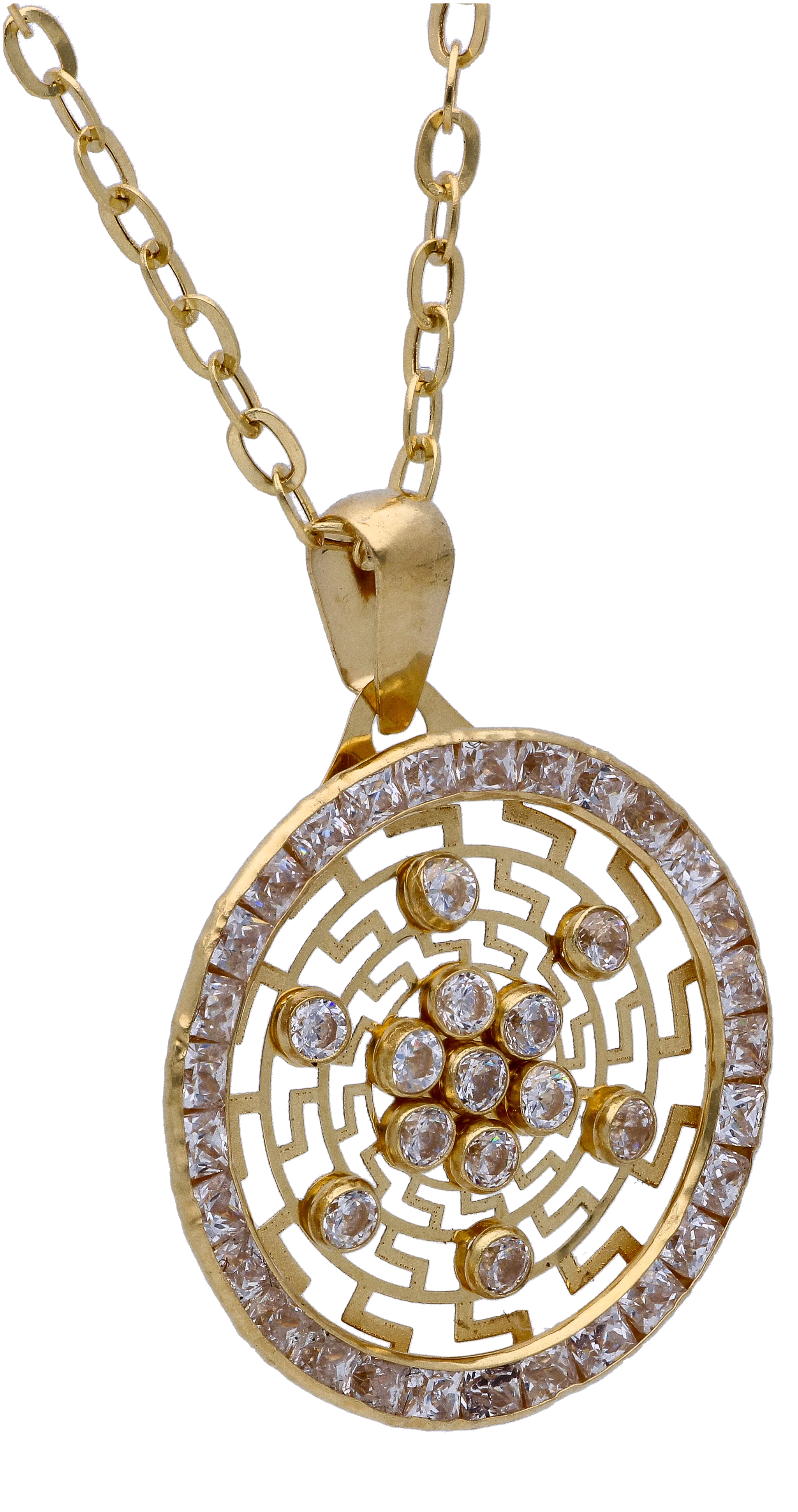 Gold Necklace (Chain with Zircon Pendant) 18KT - FKJNKL18KU6283 - Image 2