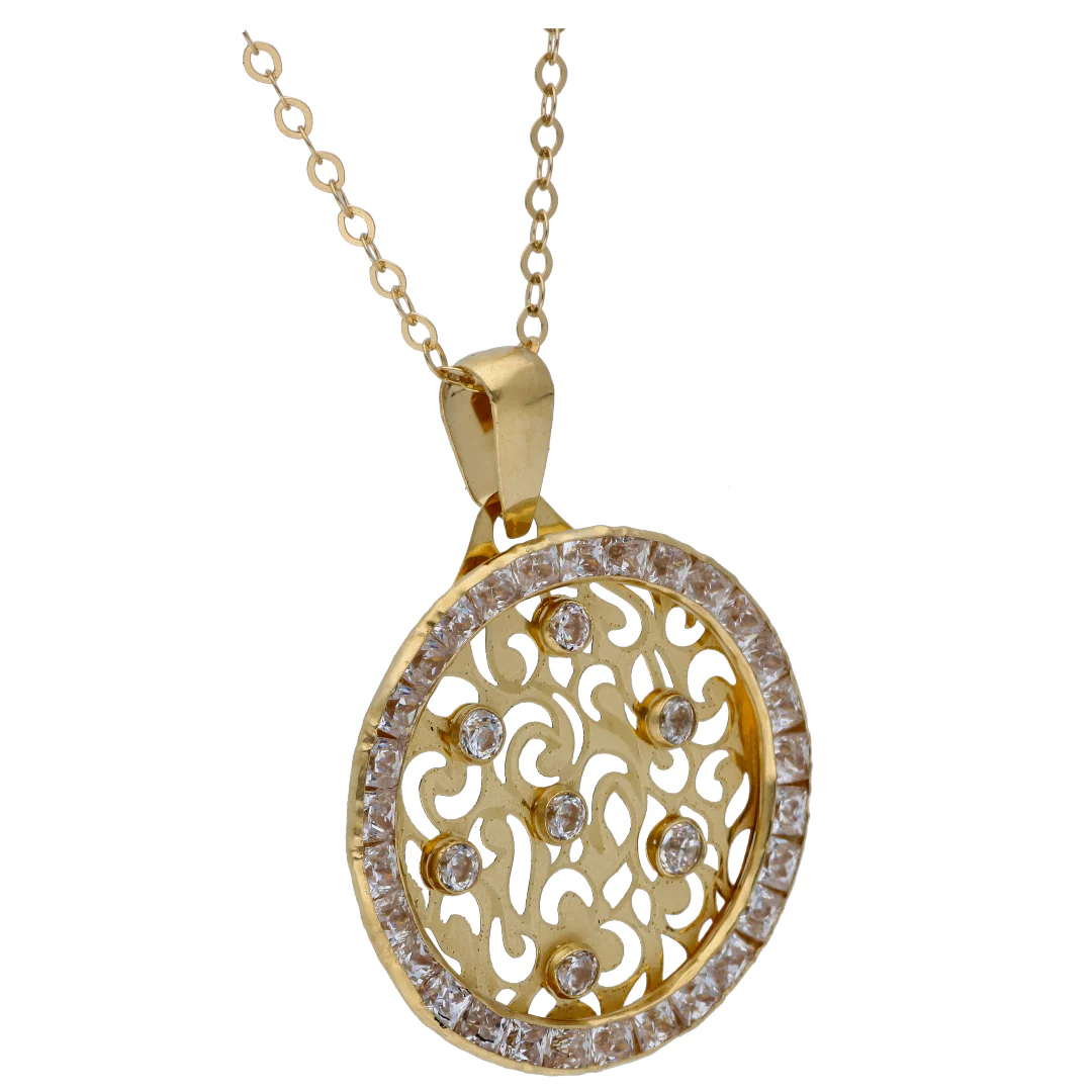 Gold Necklace (Chain with Zircon Pendant) 18KT - FKJNKL18KU6536 - Image 2