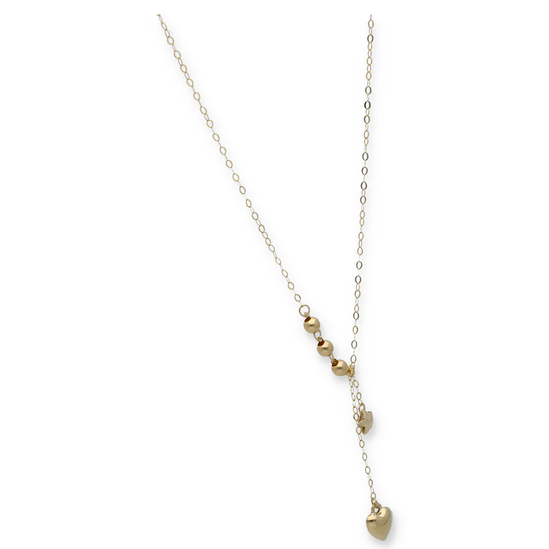 Gold Necklace (Triple Beads With Star & Heart) 18KT - FKJNKL18KU6334 - Image 2