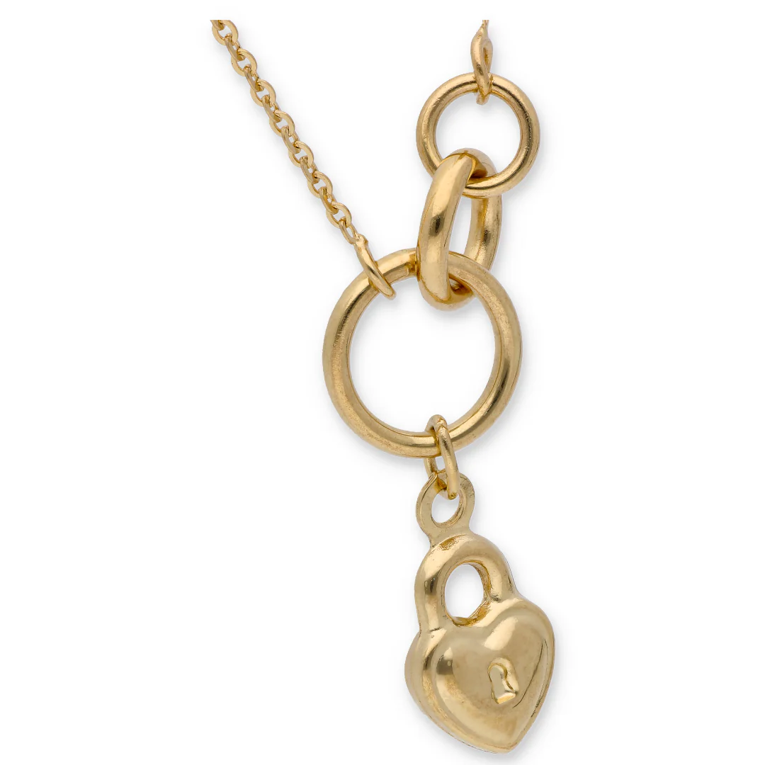 Gold Necklace (Triple Ring With Locked Heart Pendant) 18KT - FKJNKL18KU6330 - Image 2