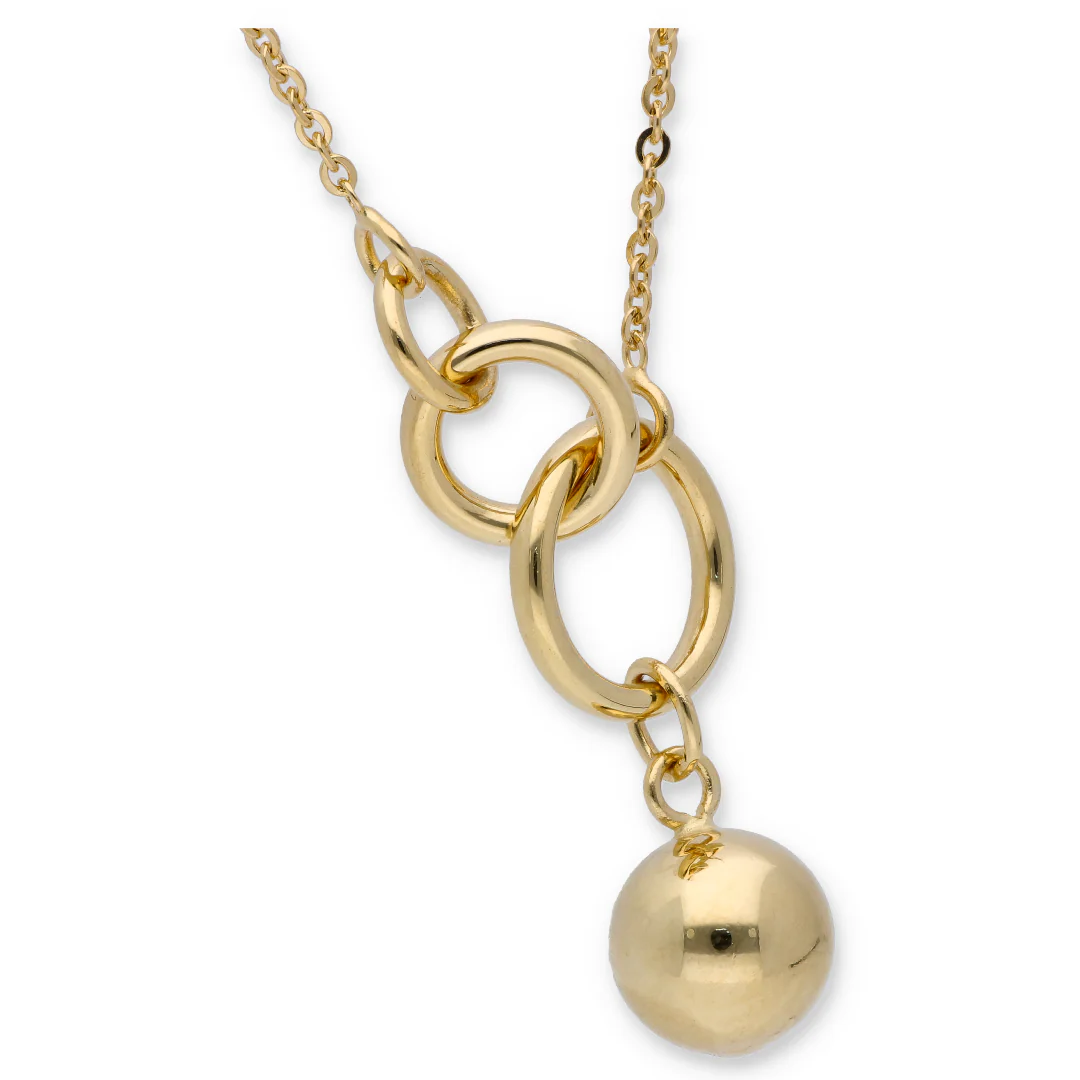 Gold Necklace (Triple Ring With Sphere Pendant) 18KT - FKJNKL18KU6326 - Image 2